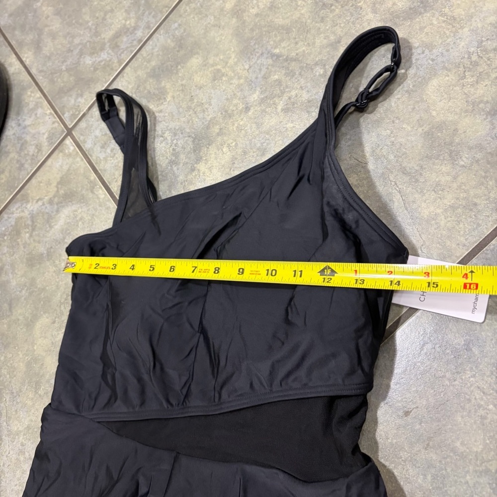 NWT!! Charmo ladies Asymetrical Skirt swimsuit, black and size medium Vacay - Picture 11 of 12